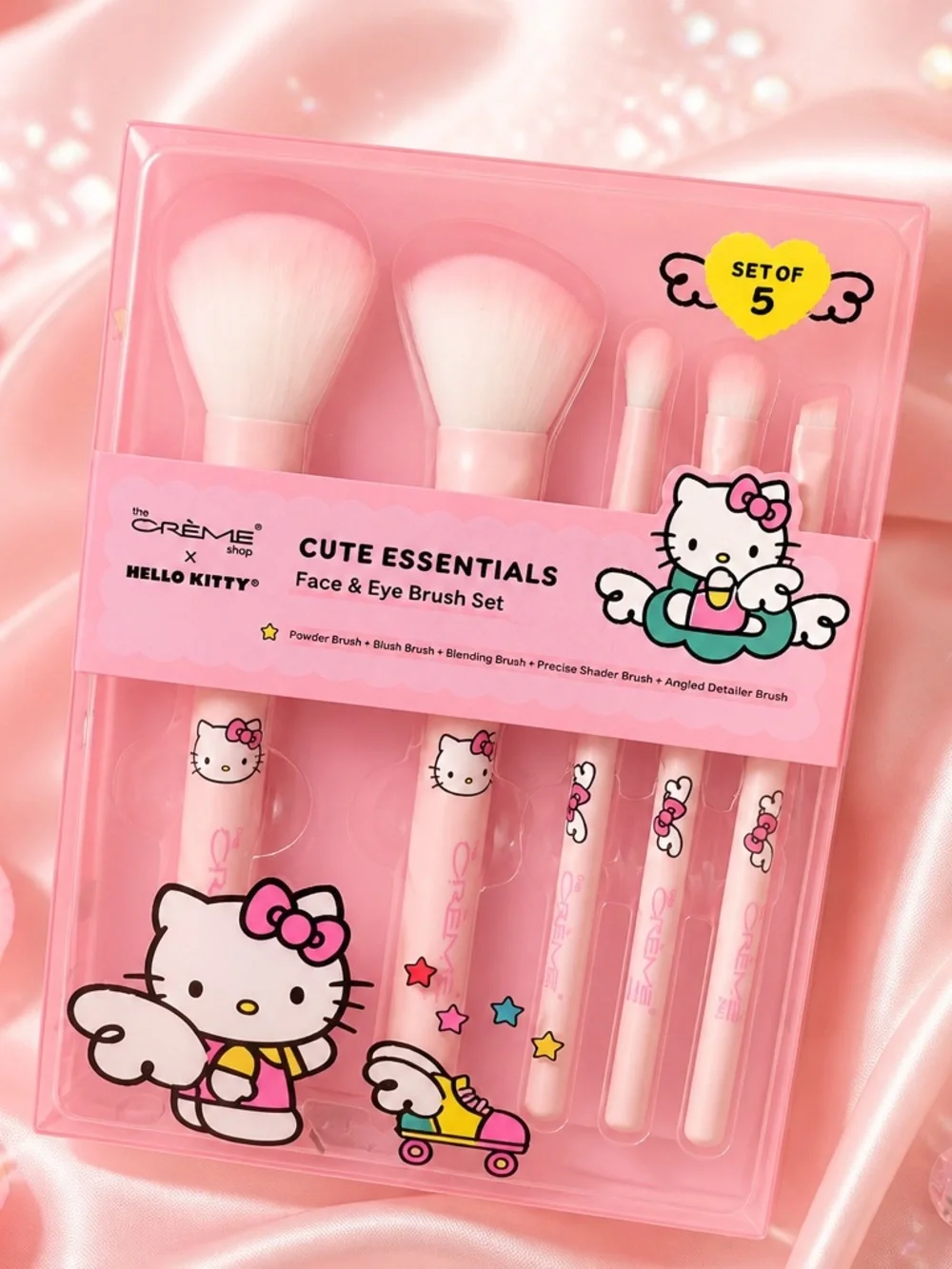 The Crème Shop x Hello Kitty Cute Essentials 5 Pc Face & Eye Brush Set New